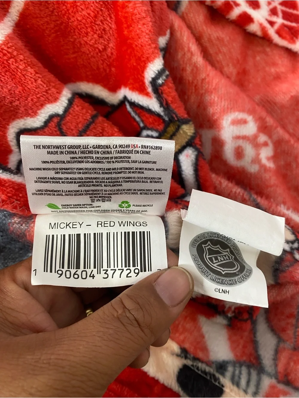 Detroit Red Wings Northwest x Disney Mickey Blanket 38X49